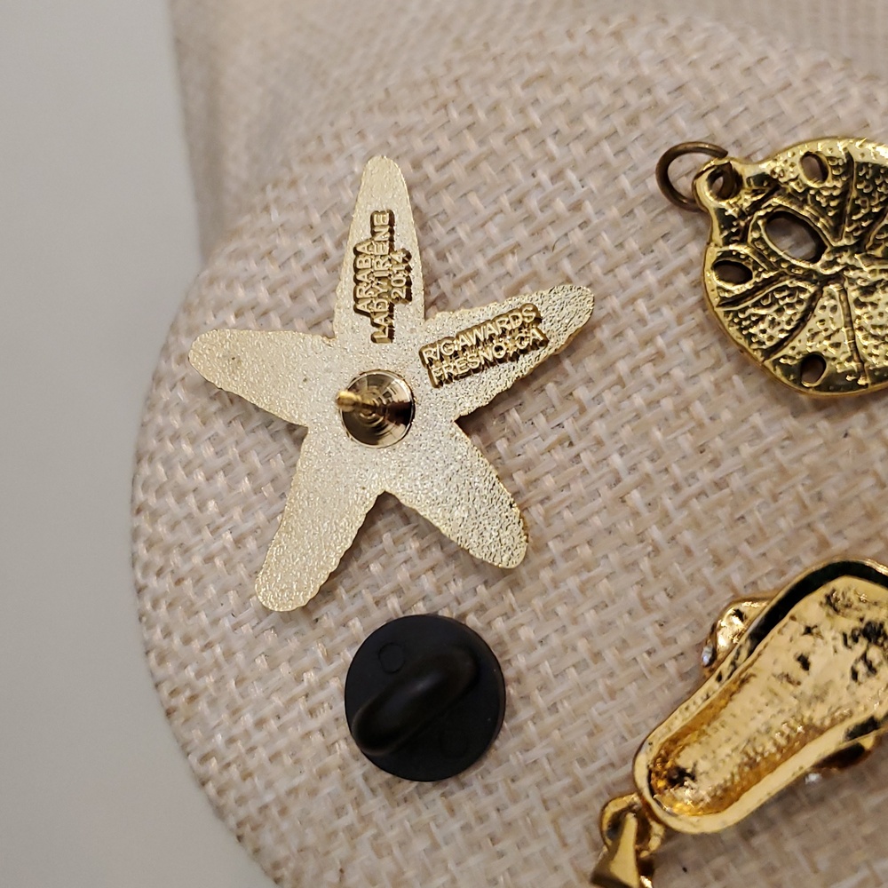 Rhinestone Glitter Flip Flop and Sand Dollar Pendant Set - Picture 7 of 7